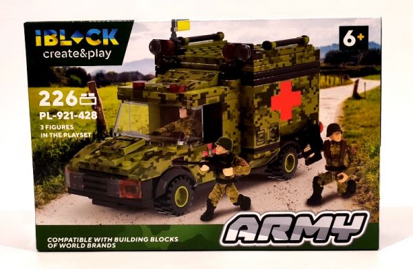 Дитяча іграшка конструктор військова медична машина IBLOCK арт. PL-921-428 (4) Армія, 226 дет.