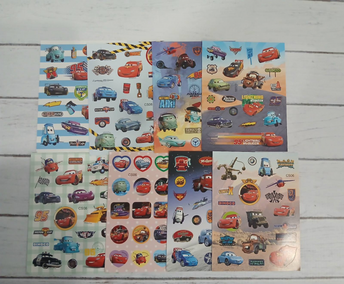 Набір 150 шт наліпок вінілових з зображенням машинок (3990) герої мультфільму тачки
