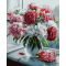 Живопис розпис картина за номерами Букет піонів біля вікна Strateg розміром 40х50 см (GS071)