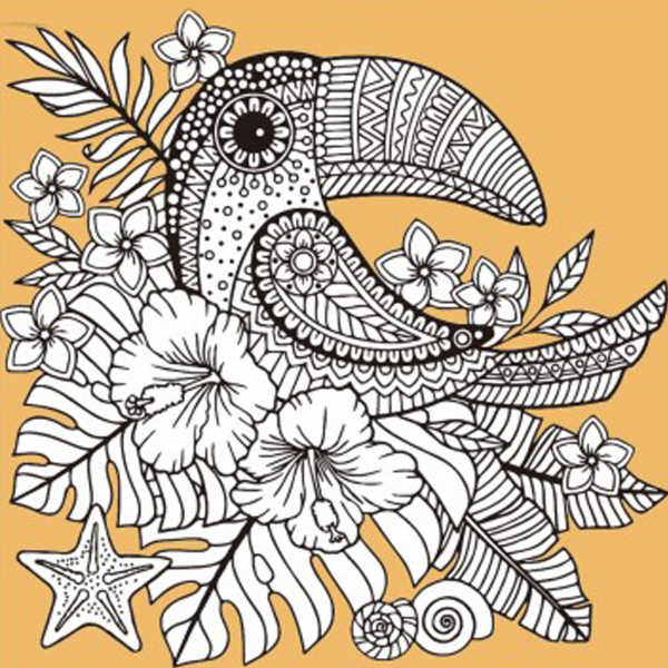 Живопис розпис картина-антистрес Strateg Тукан серед тропіків розміром 30х30 см  (JCEE37115)