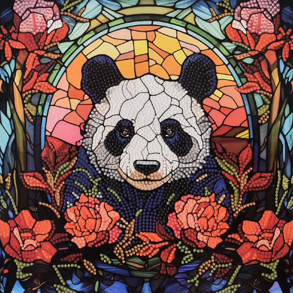 Набір для творчості алмазна картина Панда серед троянд Strateg розміром 30х30 см (DEEX16305)