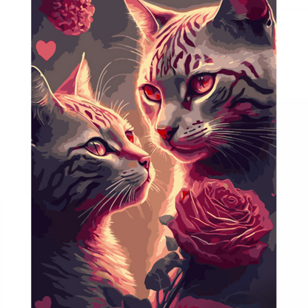 Живопис розпис картина за номерами Загадкові коти Strateg розміром 40х50 см (GS899)