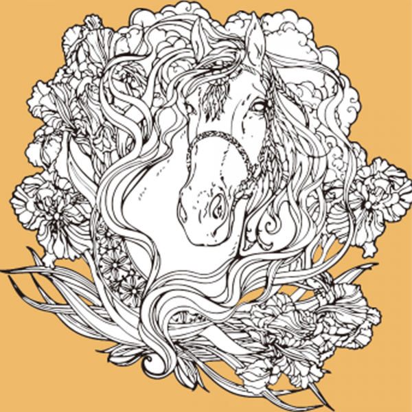 Живопис розпис картина-антистрес Strateg Кінь у квітах розміром 30х30 см  (JCEE37113)