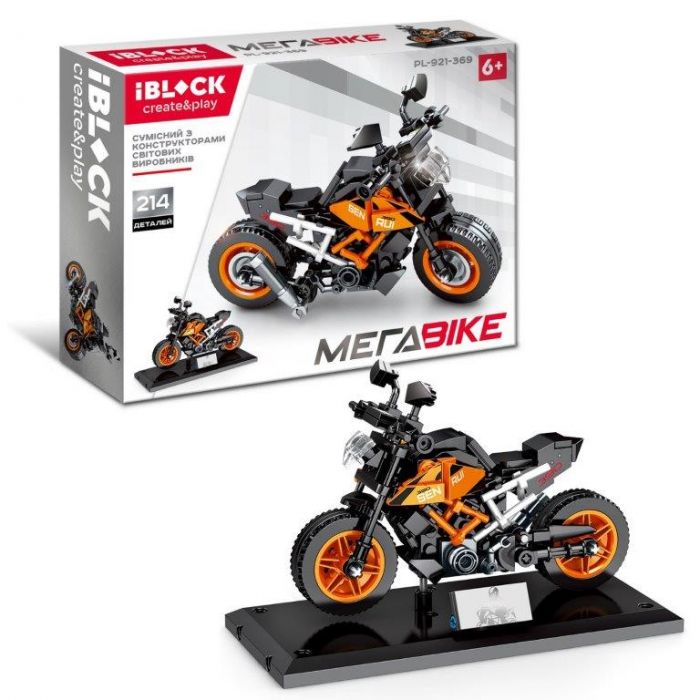 Дитяча іграшка конструктор мотоцикл МЕГАBIKE IBLOCK арт. PL-921-369, 214 дет.