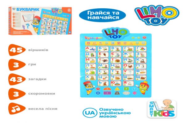 Дитяча іграшка інтерактивний плакат абетка буквар 7031 UA-CP