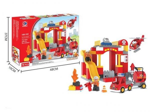Дитяча іграшка конструктор пожежна станцiя 188-102 KID'S HOME TOYS великі деталі, 76 елементів
