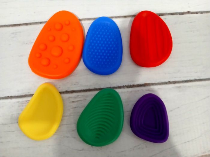 Сенсорні антистрес камінці 6шт для нейророзвитку, зняття стресу та тривожності, дрібна моторика, 6,5-4 см (3734) відео в описі