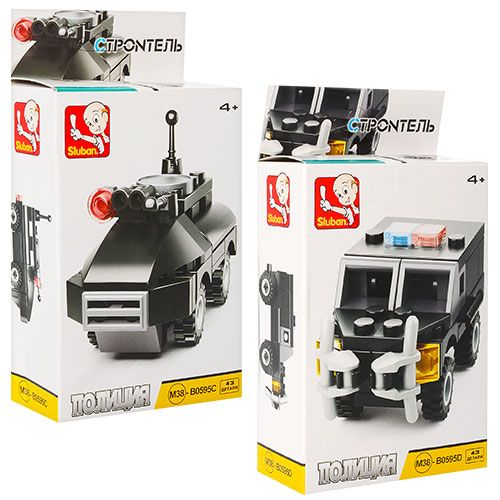 Дитяча іграшка конструктор поліцейський транспорт SLUBAN M38-B0592 Builder 4 види від 36 деталей в кор.16,5-16-14,5с