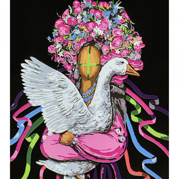 Живопис розпис картина за номерами Берегиня саду Strateg на чорному фоні розміром 40х50 см (AH1141)