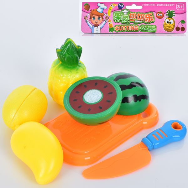 Дитяча іграшка продукти що розрізаються на липучці, дощечка, ніж, тарілка FD288-4P пакет, 22-20-5 см