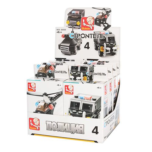 Дитяча іграшка конструктор поліцейський транспорт SLUBAN M38-B0592 Builder 4 види від 36 деталей в кор.16,5-16-14,5с