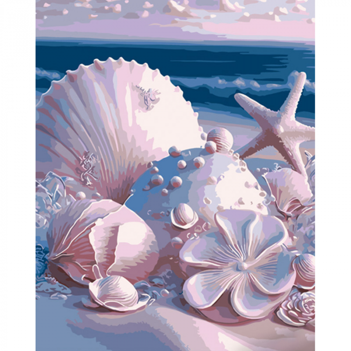 Живопис розпис картина за номерами Пастельні мушлі Strateg розміром 40х50 см (GS1063)