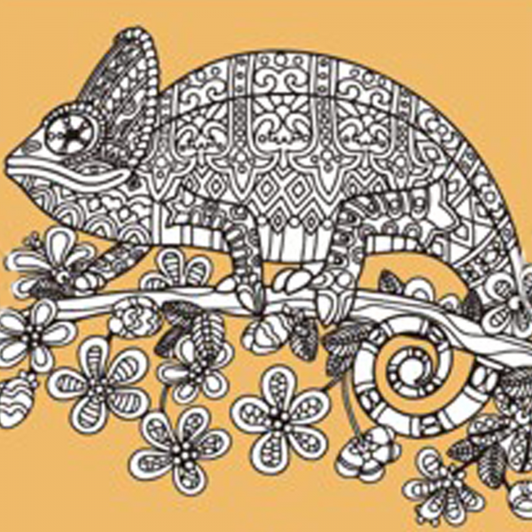 Живопис розпис картина-антистрес Strateg Хамелеон на гіллі розміром 30х30 см  (JCEE37104)