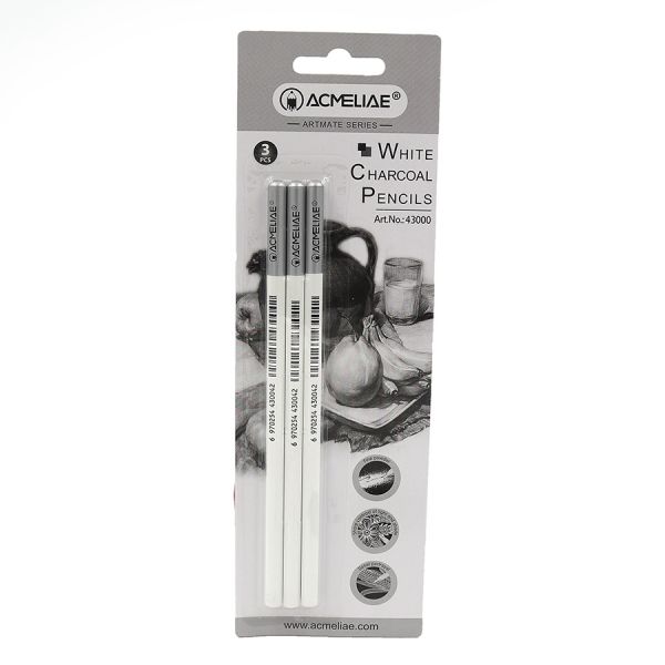 Олівець Біле деревне вугілля Acmeliae 3шт. 43000  Олівець Біле деревне вугілля Acmeliae 3шт. 43000