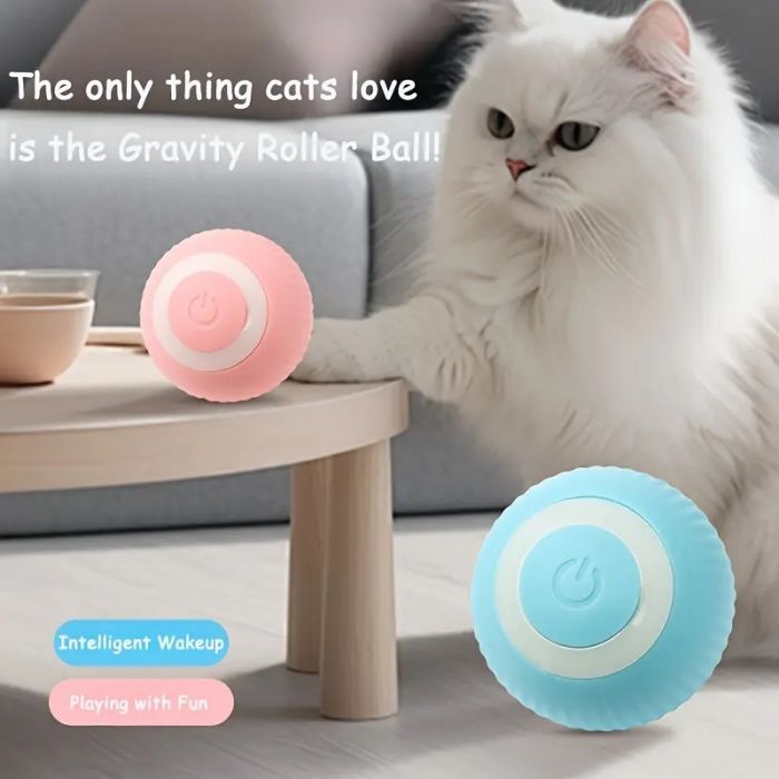 Іграшка для кота (кішки, кошеня) інтерактивний електричний м'яч, (рожевий колір) 3770