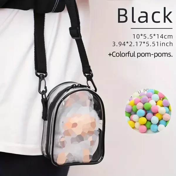 Прозора сумка для Лабубу Labubu (колір чорний) 10 х 14 х 5,5 см 48173