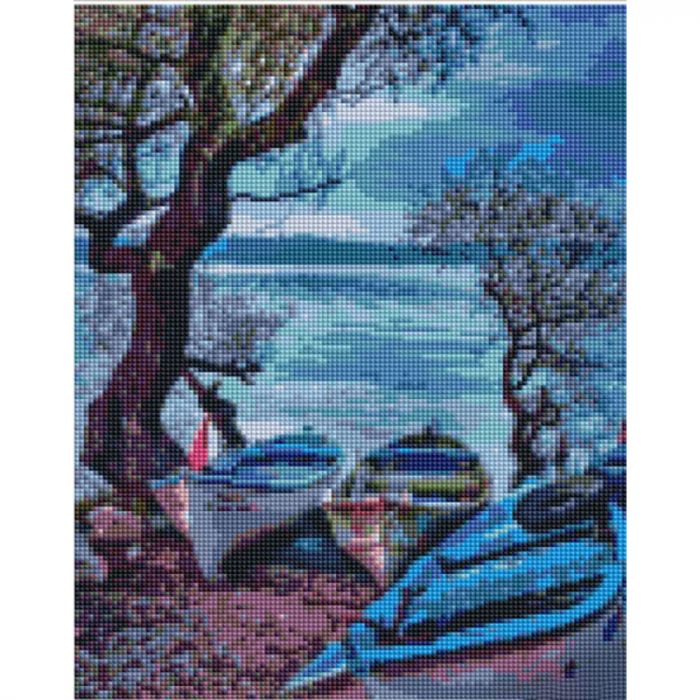 Набір для творчості алмазна вишивка алмазна мозаїка човники на березі розміром 30 на 40 см KB127