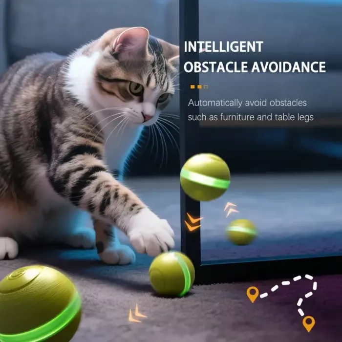 Іграшка для кота (кішки, кошеня) інтерактивний електричний м'яч, (жовтий колір) 3752