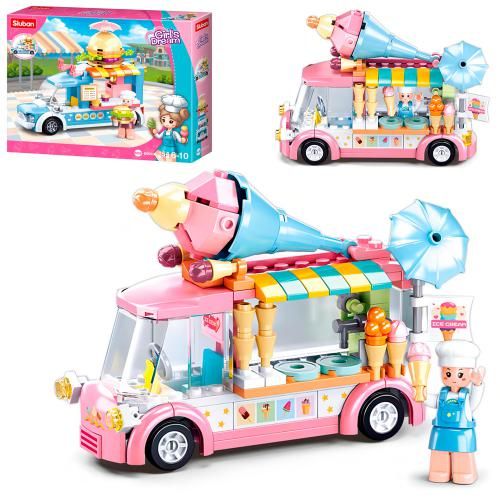 Дитяча іграшка конструктор трек автобус кафе-морозиво на колесах Girls Dream 145 деталей M38-B0993A SLUBAN