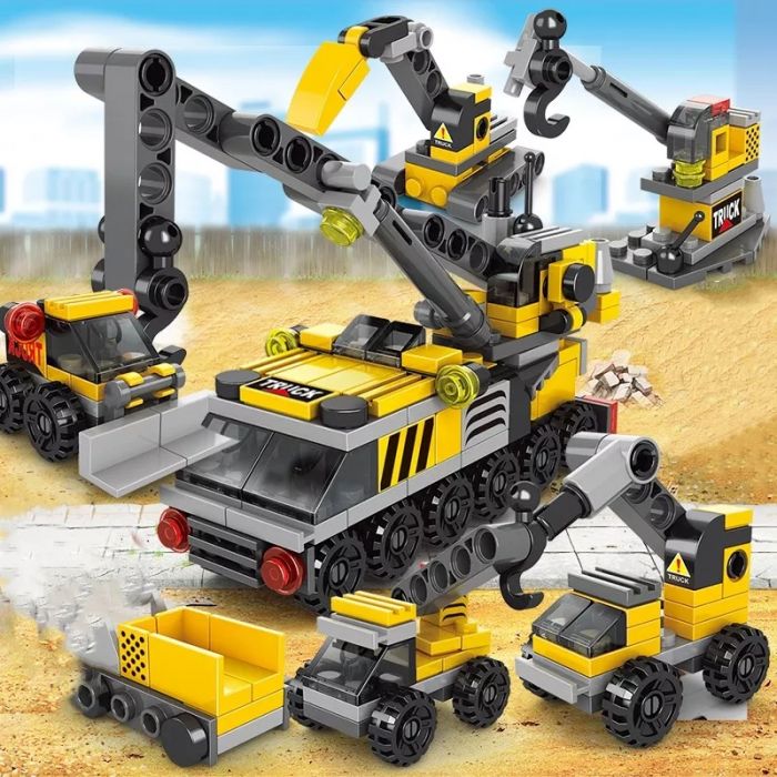 Дитяча іграшка конструктор 6 в 1 будівельна техніка 142 дет., 424826