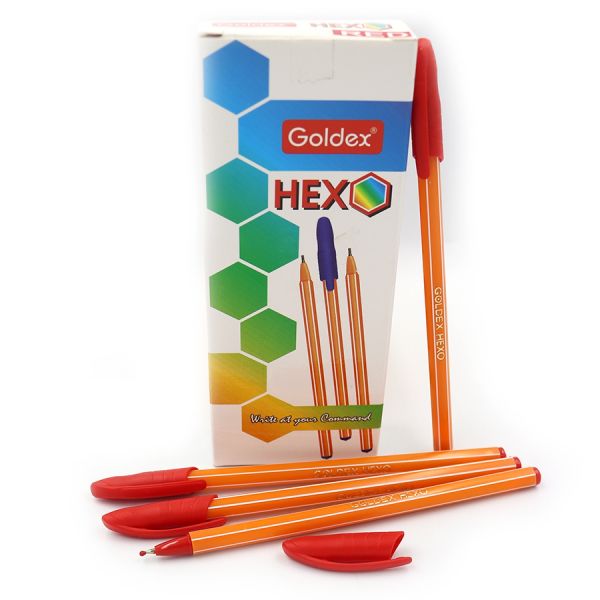 Ручка масляна Goldex HEXO Iндия Red 0,6мм 1101-RD