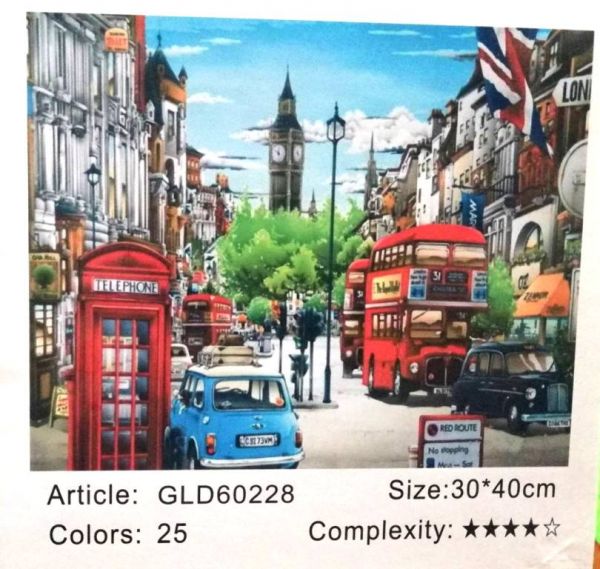 Набір для творчості алмазна вишивка картина мозаїка вулиці Лондона 30*40 см 60228 полотно на рамі