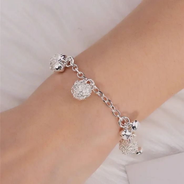 Елегантний браслет з підвіскою гортензія/дзвінок ZT1062 (біжутерія для рук, аксесуари для дівчат) колір срібло 37604