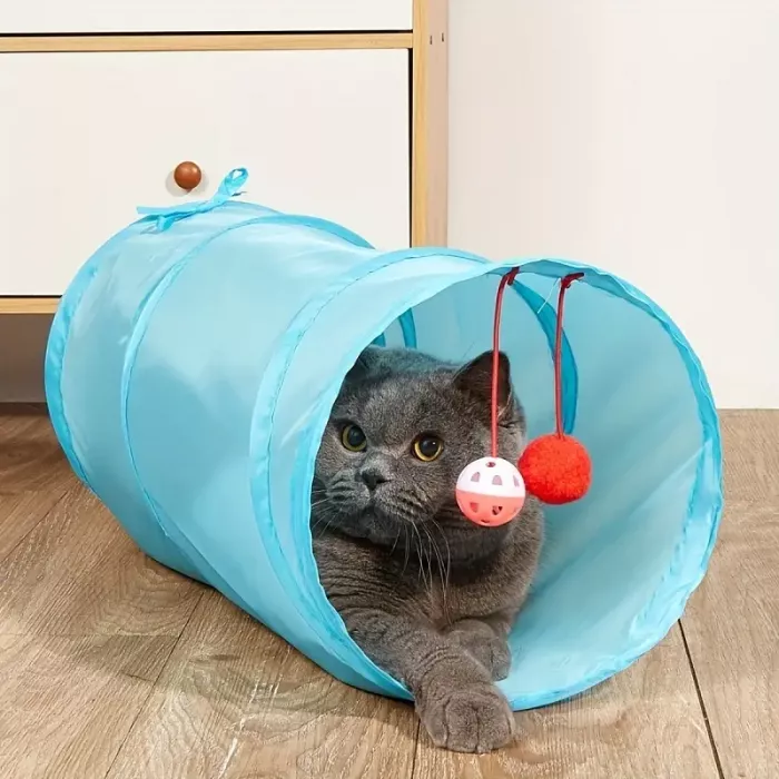Ігровий тунель для кота (кішки, кошеня) 50 х 25 см (48111) блакитний