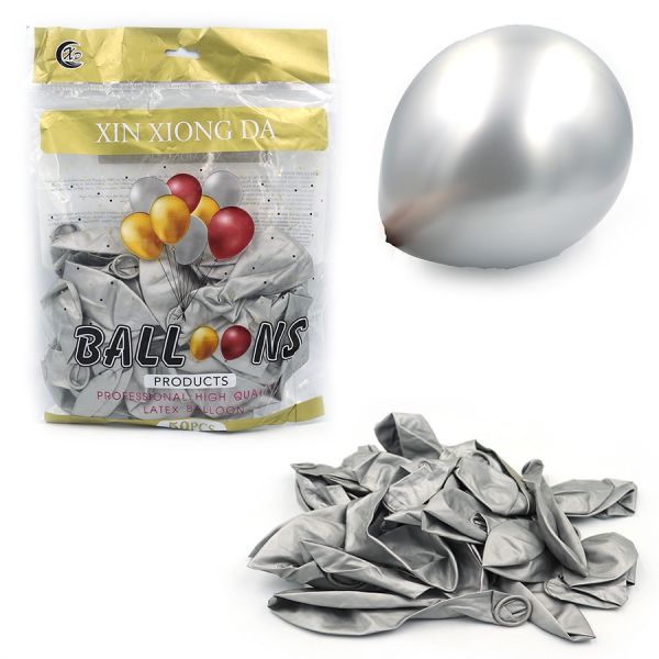 Кулька надувна колір срібло металік діаметр 30 см 9232-S 100 шт в уп., ціна за упаковку