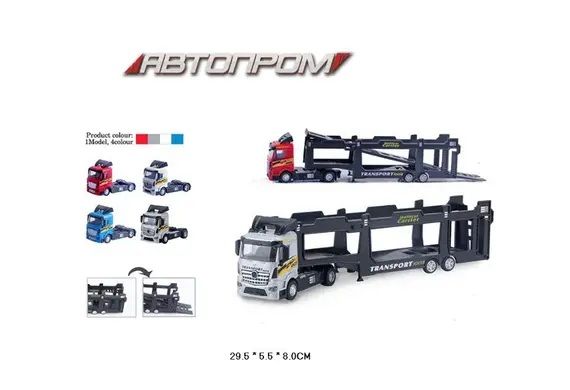 Дитяча іграшка машинка трейлер металева AP7501 АВТОПРОМ 4 кольори кабіни