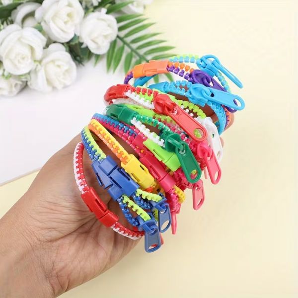 Стильна прикраса браслет зіппер однокольоровий, 5 замків, 45 см (4 варіанта кольорів) 940192, відео в описі 