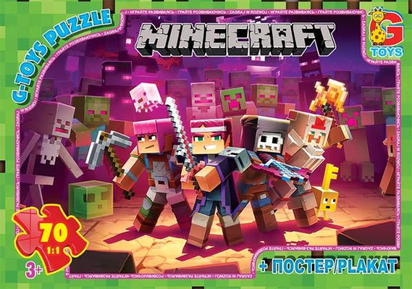 Пазли для дітей ТМ G-Toys із серії Minecraft  (Майнкрафт) 70 елементів MC789