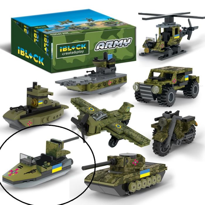 Дитяча іграшка конструктор військовий скутер IBLOCK арт. PL-921-424 (8) Армія, 47 деталей
