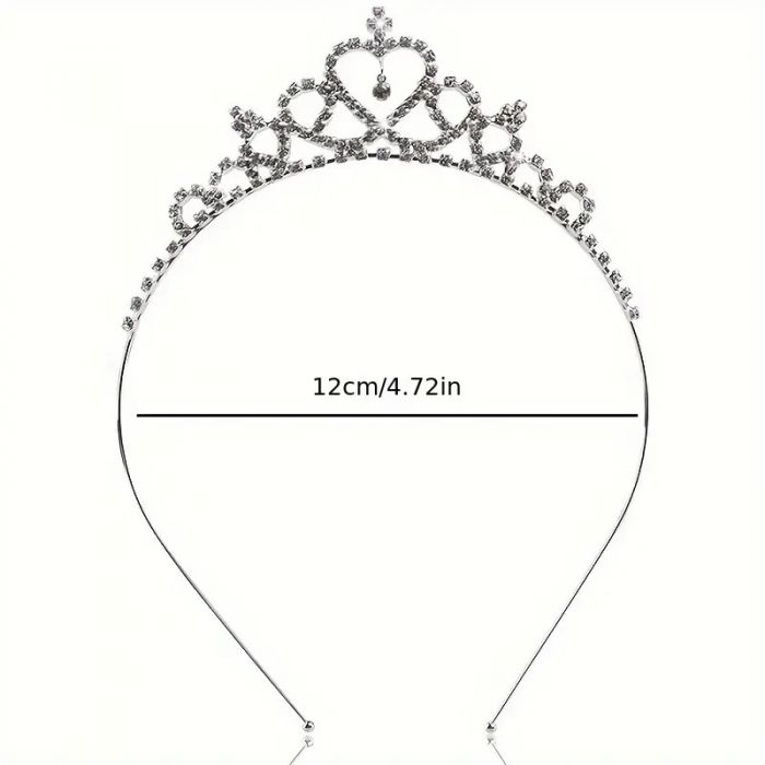 Діадема (тіара) у вигляді корони VV50088 колір срібло , матеріал метало - пластик