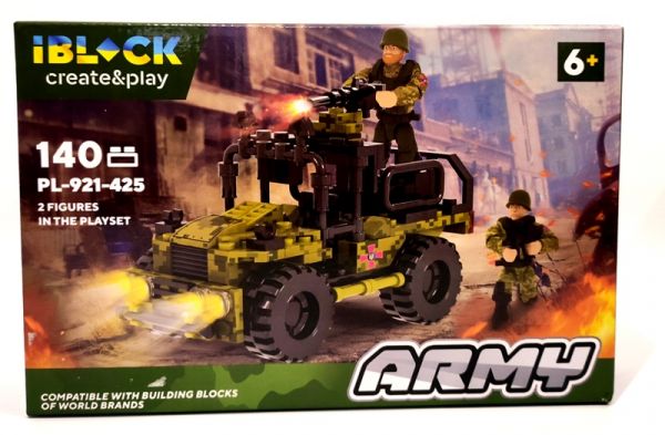 Дитяча іграшка конструктор військовий джип 140 деталей IBLOCK арт. PL-921-425(3)  Армія 