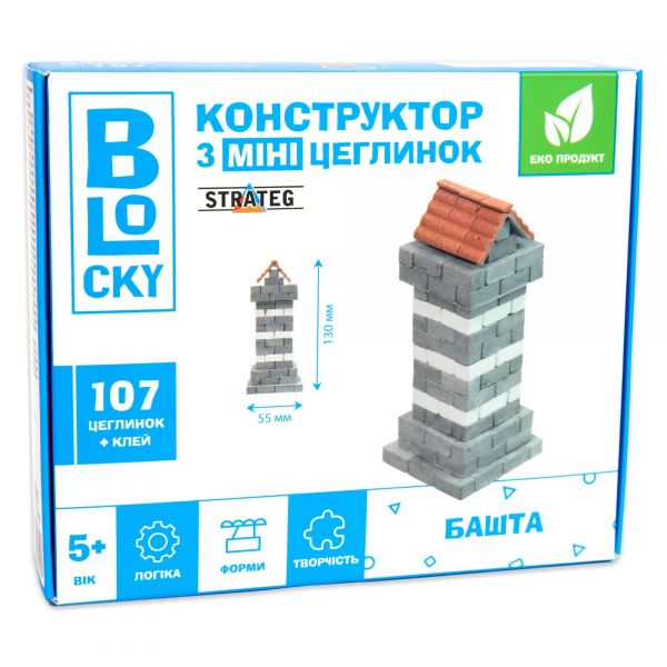 Дитяча іграшка конструктор з міні цеглинок 107 елементів BLOCKY Башта 31022 будівельний набір для творчості