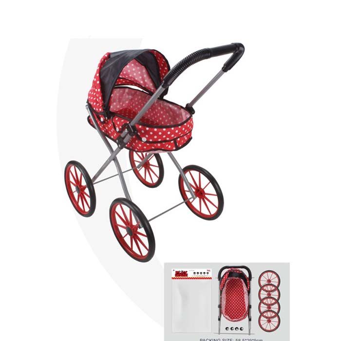 Дитяча іграшка візок коляска для ляльки пупса CS7622D класична металева в кульку 25,5-60-9 см