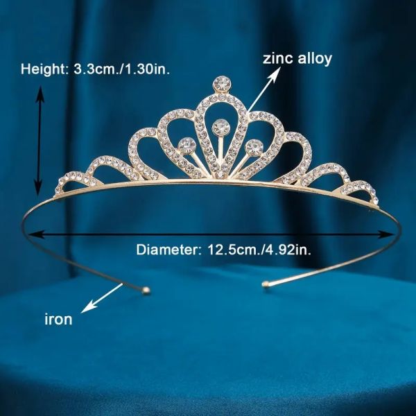 Діадема (тіара) корона колір золото (gold), матеріал корпусу метал (tiara) HG-114-J