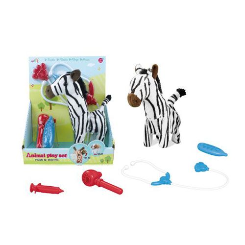 Дитяча іграшка набір ветеринара T829-5 фігурка тварина зебра 17 см ходить музична