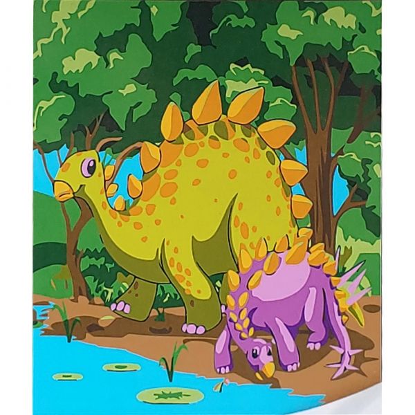 Живопис розпис картина за номерами для дітей Динозаври коло берега розміром 30 на 30 см ES172 без лаку