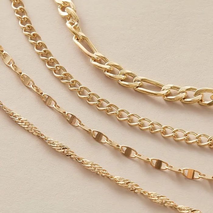 Елегантний браслет (4 шт набір) колір золото, матеріал метал (біжутерія для рук та ніг, аксесуари для дівчат) 376054