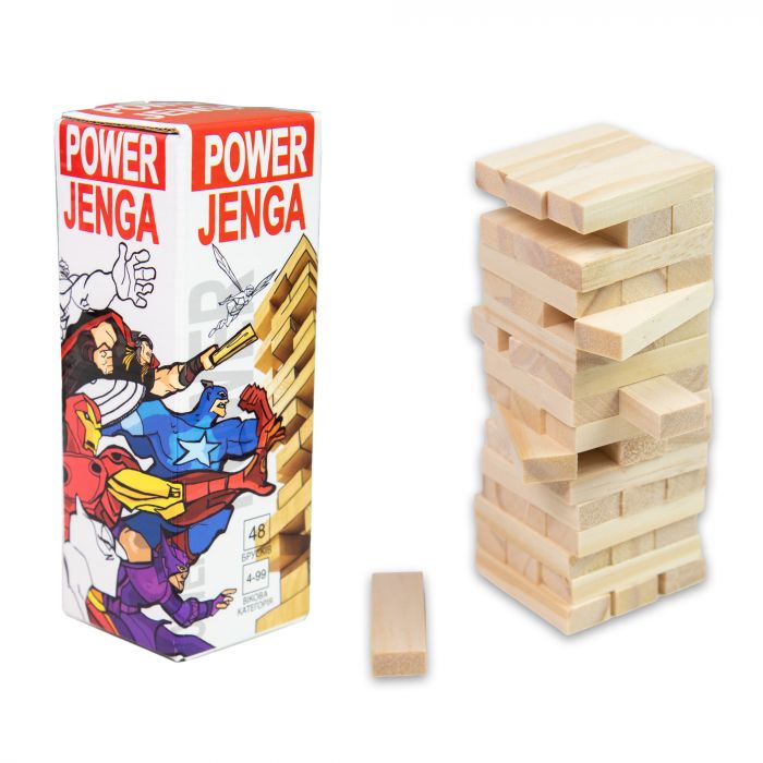 Настільна гра джанга Jenga дженга (Вік 6+) 48 брусків українською мовою Strateg 30275