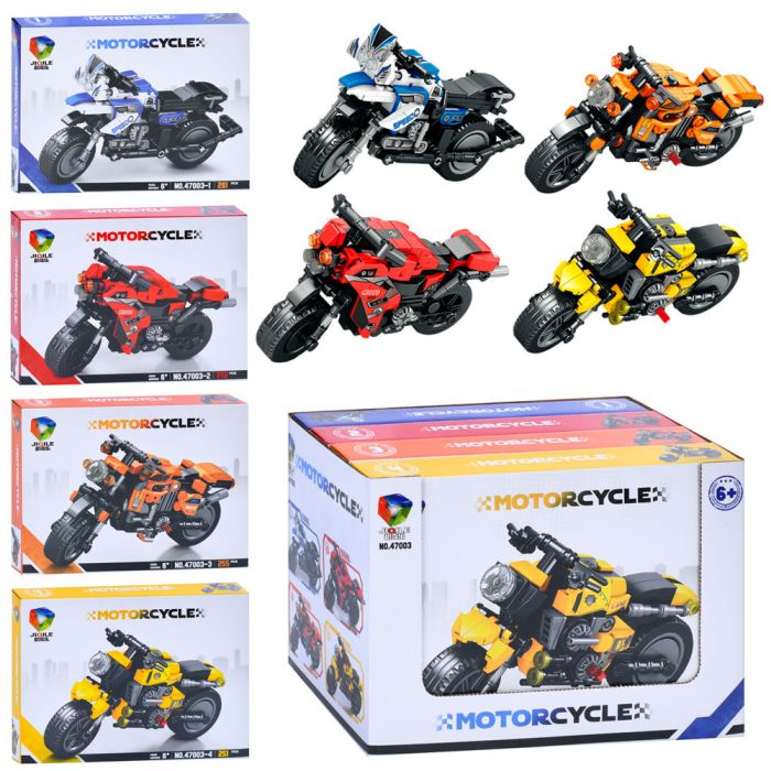 Дитяча іграшка конструктор 47003 мотоцикл від 251 деталей 4 види