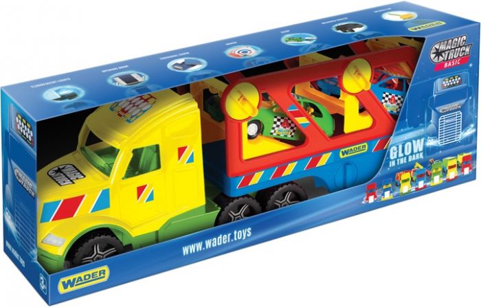 Дитяча іграшка машинка трейлер Magic Truck Basic з авто - купе Wader 36360 великий розмір