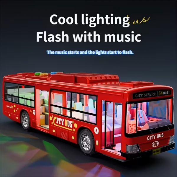 Дитяча іграшка автобус інерційний зі світлом і звуком (3797) червоний Дитяча іграшка автобус інерційний зі світлом і звуком (3797) червоний