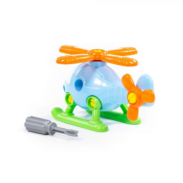 Дитяча іграшка гелікоптер (вертоліт) конструктор з викруткою (розбирається) 16 елементів 78223 Polesie в пакеті