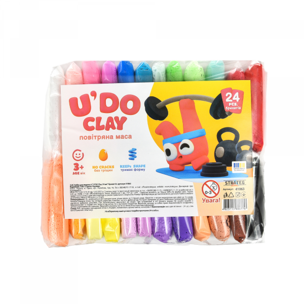 Пластилін супер легкий повітряний 24 кольора по 6 грам U'DO Clay (41063) набір для дитячої творчісті ( відео в описі)