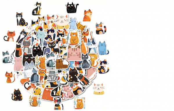 Дитяча іграшка наліпки кумендні котики набір 50 шт (4000) ціна за набір