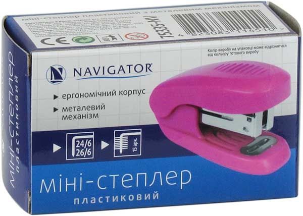 Зшивач степлер №24 6 15арк пластик міні 75335-NV Navigator