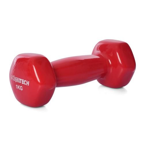 Гантель 1кг M 0289-R з вініловим покриттям, спортивний інвентар, колір червоний,